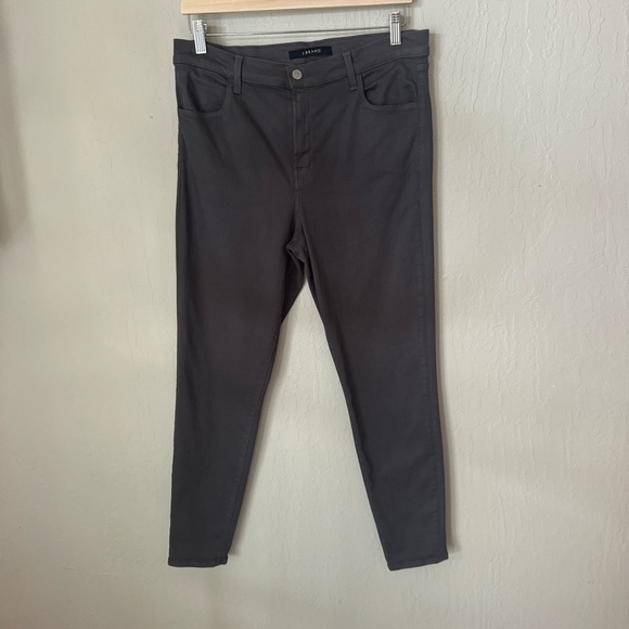 J BRAND Alana High Rise Crop Skinny Jeans Light Coated Waxed Chrome Grey Size 32 - Picture 10 of 14